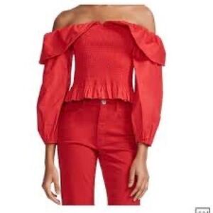 ⭐️MAJE Lenda Smocked Off-The-Shoulder Cotton Top⭐️